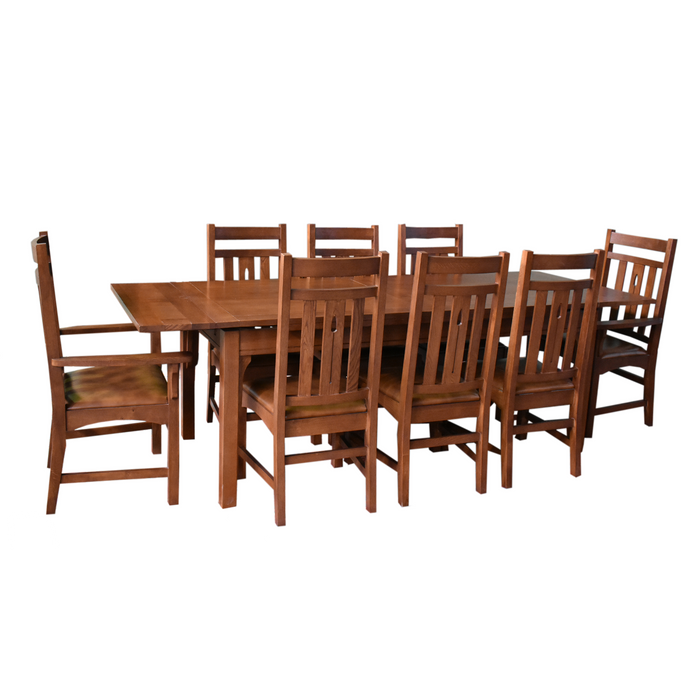SOLD OUT Mission Stow Leaf Table & Arrow Back Chair Dining Set - Light Oak - Crafters and Weavers
