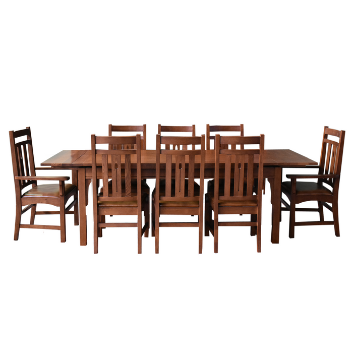 SOLD OUT Mission Stow Leaf Table & Arrow Back Chair Dining Set - Light Oak - Crafters and Weavers