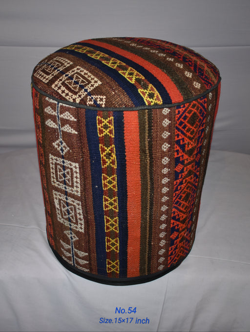 One of a Kind Kilim Rug Pouf Ottoman foot stool - #54 - Crafters and Weavers