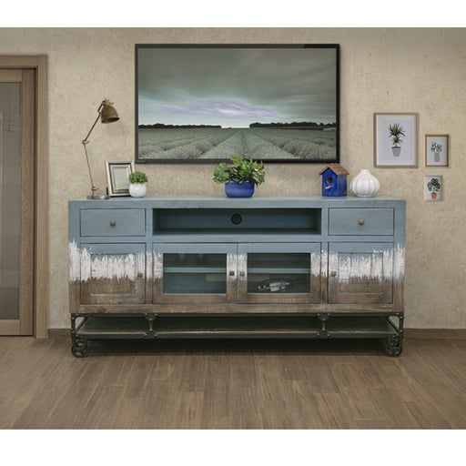 DISCONTINUED Harbor Blue Multi-Color Cart TV Stand - 80" - Crafters and Weavers