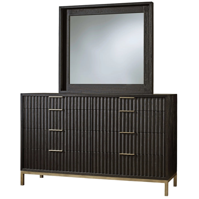 Genovese Modern 8 Drawer Dresser and Mirror - Black and Gold