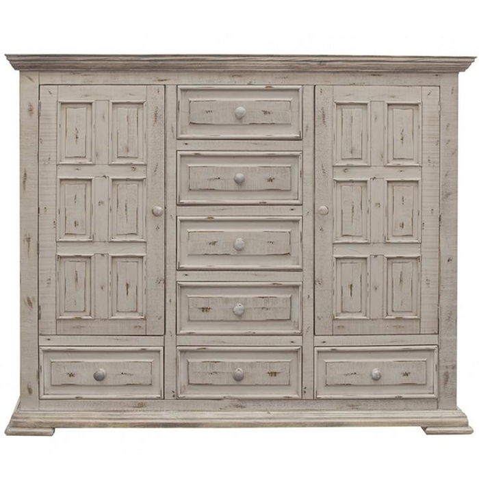 Greenview Carved Panel Chest - Distressed White - Crafters and Weavers