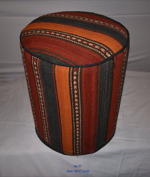 One of a Kind Kilim Rug Pouf Ottoman foot stool - #57 - Crafters and Weavers
