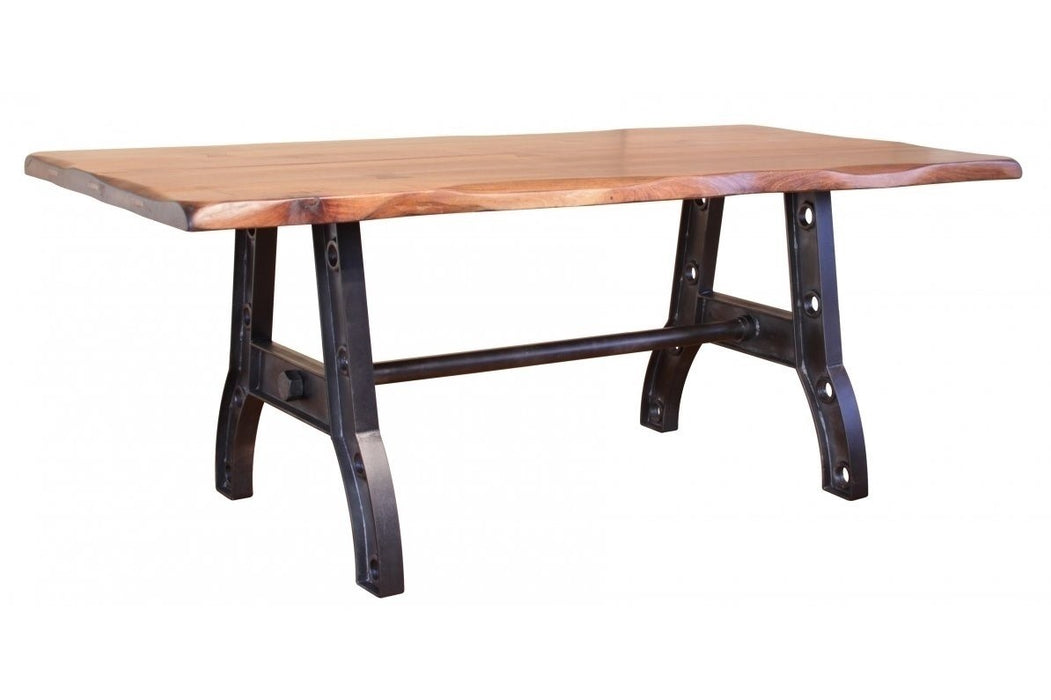 Granville Solid Parota Wood 79" Trestle Iron Base Dining Set (Options Available)