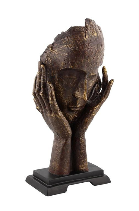BROWN TRADITIONAL PEOPLE SCULPTURE, 5" X 8" X 16"
