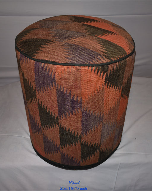 One of a Kind Kilim Rug Pouf Ottoman foot stool - #58 - Crafters and Weavers