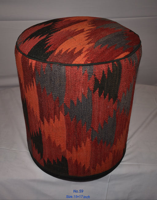 One of a Kind Kilim Rug Pouf Ottoman foot stool - #59 - Crafters and Weavers