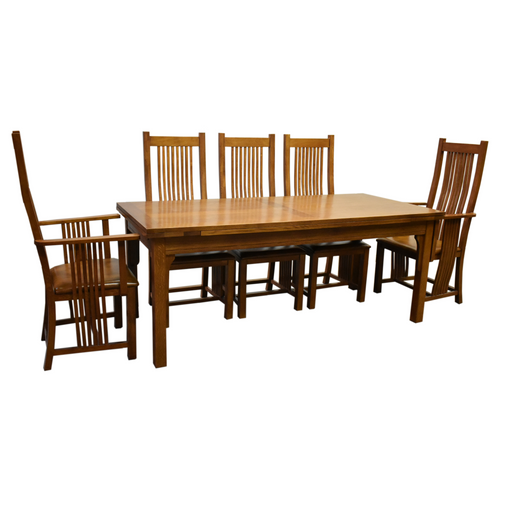 SOLD OUT Mission Stow Leaf Table & High Back Chair Dining Set - Light Oak - Crafters and Weavers