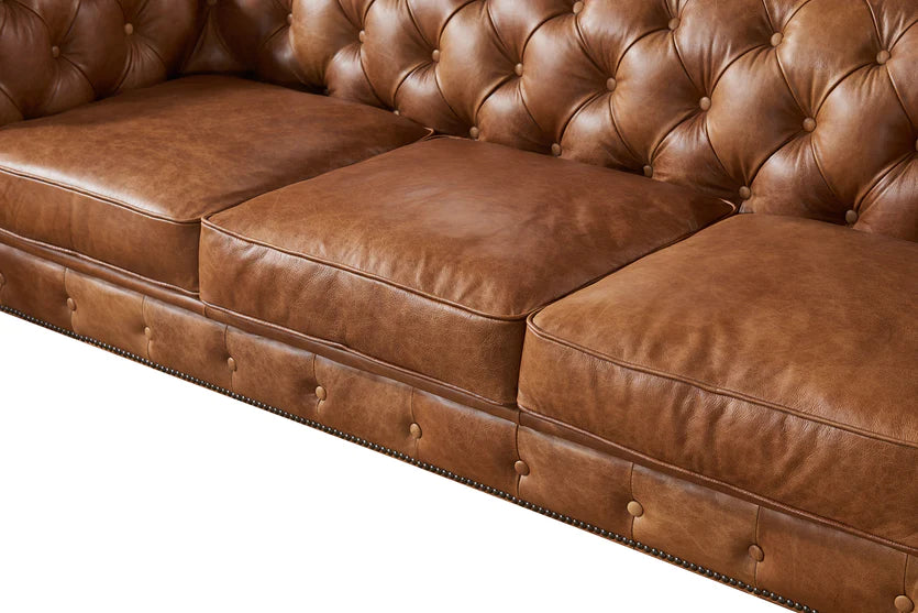 Century Chesterfield Sofa - Light Brown Leather
