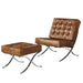 Francisco Modern Curule Style Chair and Ottoman Set - Brown Leather - Crafters and Weavers