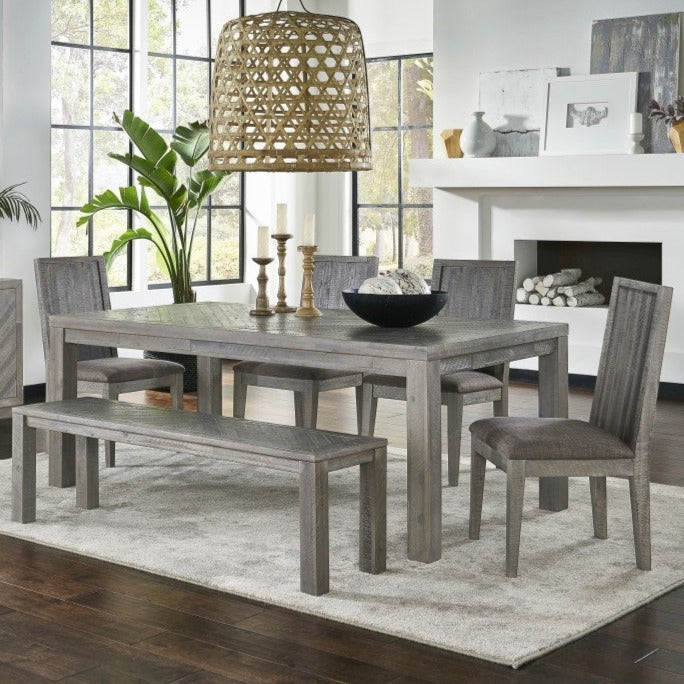 Modern Carlyle Herringbone Pattern Solid Acacia Wood Dining Table -78 ...