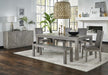 SOLD OUT Carlyle Herringbone Acacia Wood Dining Table Set - 78" - Crafters and Weavers