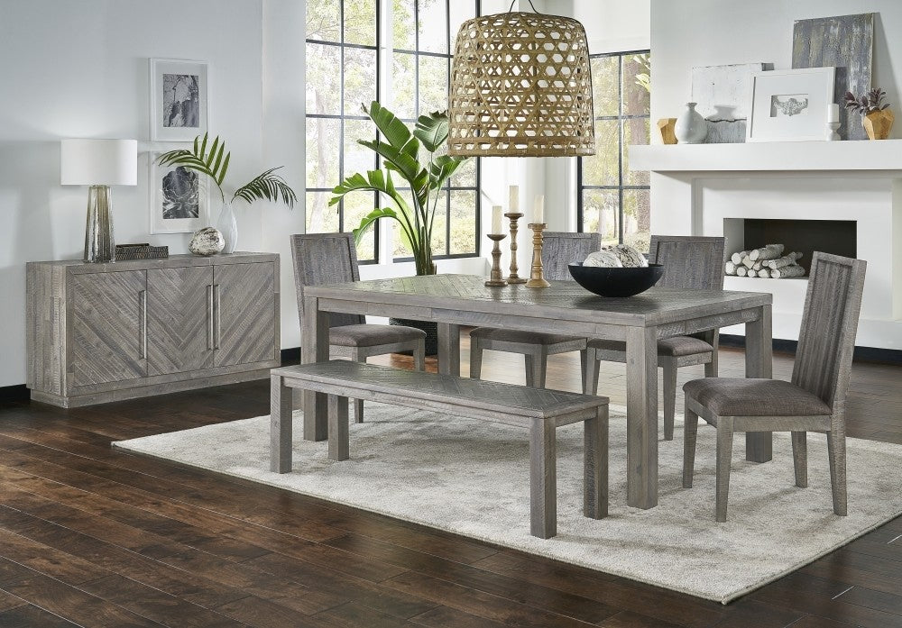 Carlyle Herringbone Acacia Wood Dining Table Set - Options Available