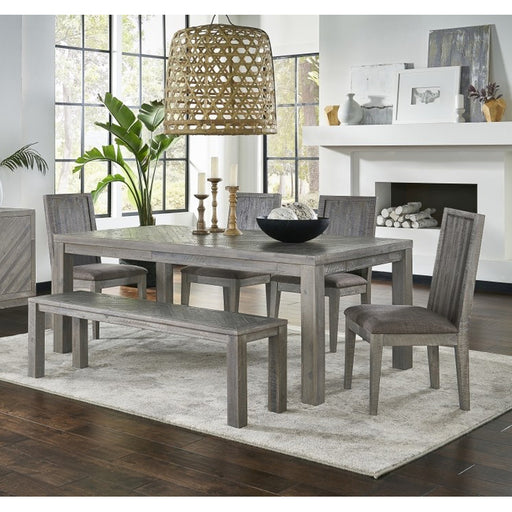 SOLD OUT Carlyle Herringbone Acacia Wood Dining Table Set - 78" - Crafters and Weavers