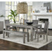 SOLD OUT Carlyle Herringbone Acacia Wood Dining Table Set - 78" - Crafters and Weavers