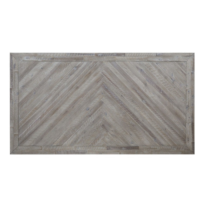 SOLD OUT Carlyle Herringbone Acacia Wood Dining Table Set - 78" - Crafters and Weavers