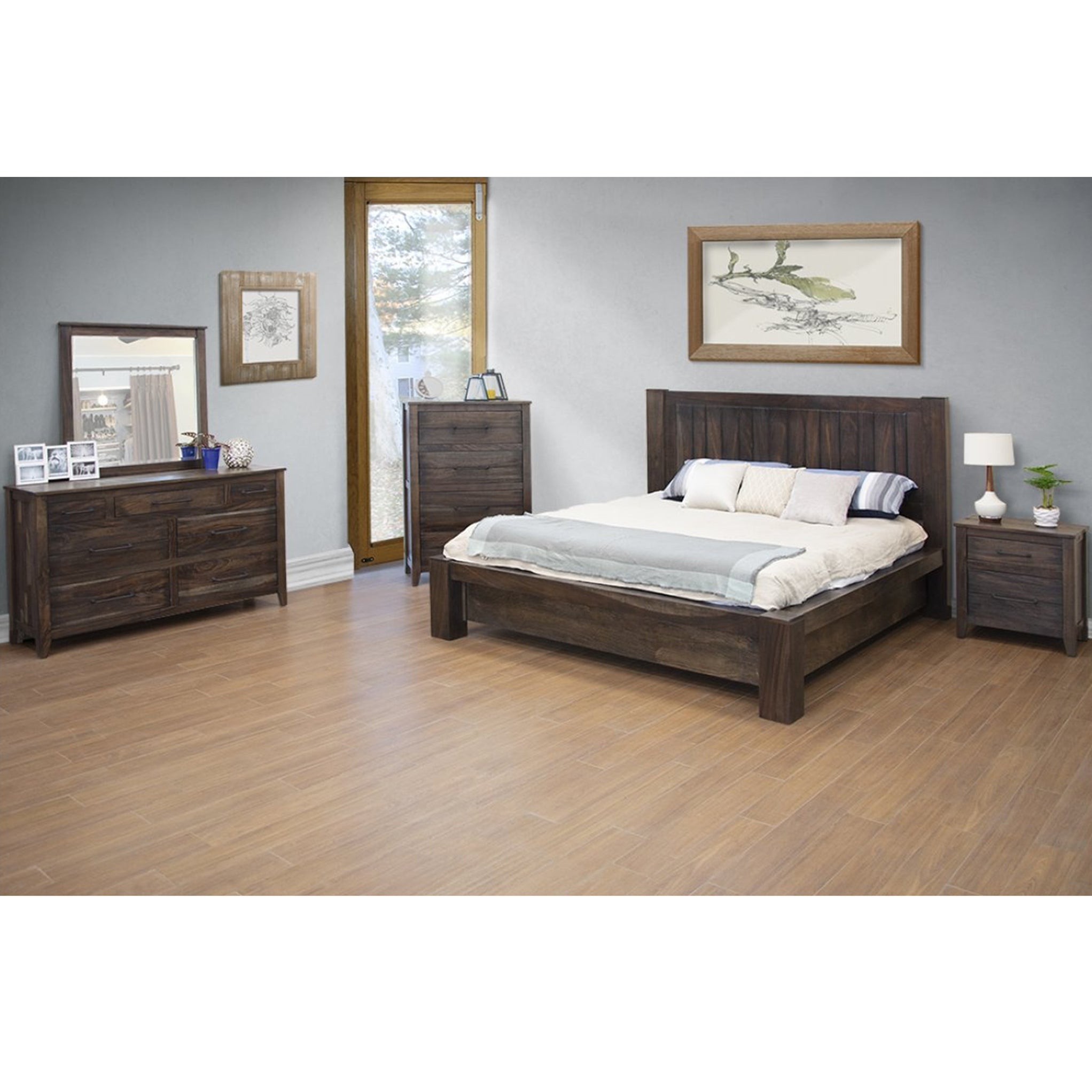 Keila Rustic Modern Bedroom 5 Piece Set - Dark Brown — Crafters and Weavers