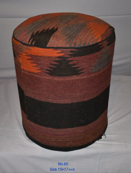 One of a Kind Kilim Rug Pouf Ottoman foot stool - #60 - Crafters and Weavers