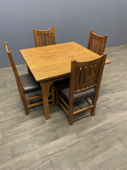 Mission White Oak Square Dining Table with Set of 4 chairs