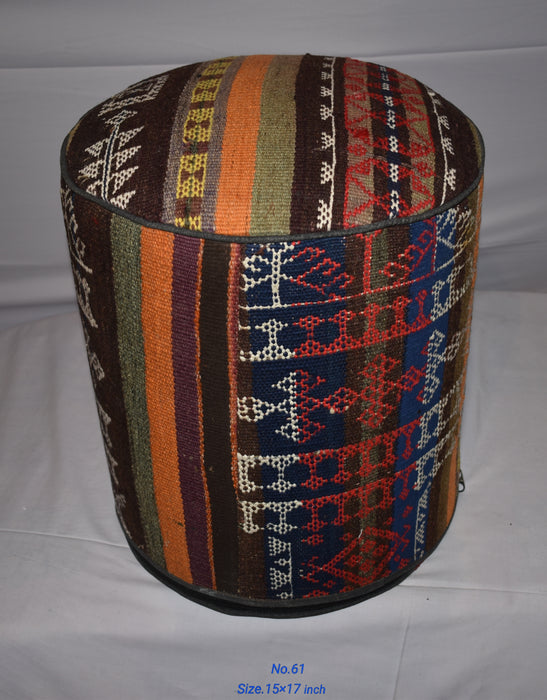 One of a Kind Kilim Rug Pouf Ottoman foot stool - #61 - Crafters and Weavers