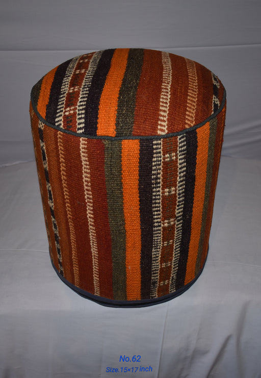 One of a Kind Kilim Rug Pouf Ottoman foot stool - #62 - Crafters and Weavers