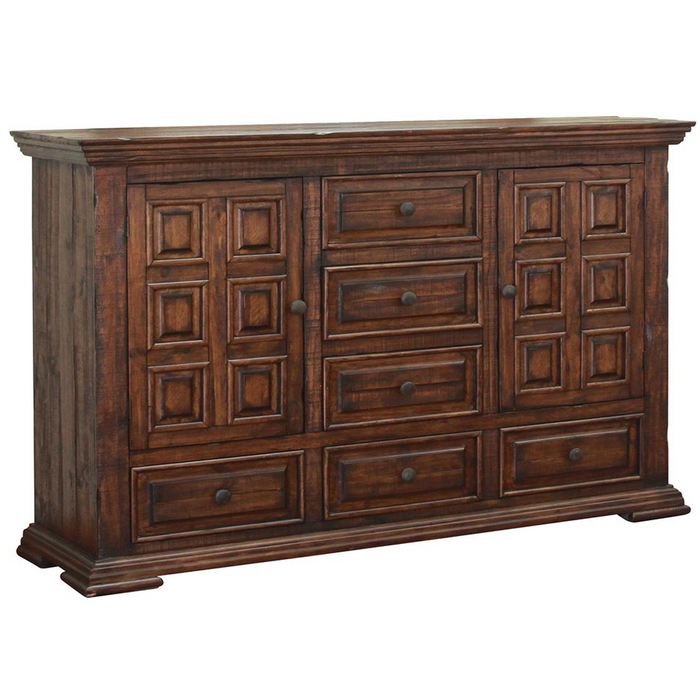 Greenview Carved Panel Dresser - Old World Brown Crafters and Weavers Greenview Carved Panel Dresser - Old World Brown Crafters and Weavers