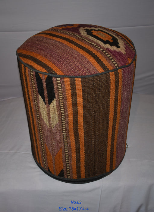 One of a Kind Kilim Rug Pouf Ottoman foot stool - #63 - Crafters and Weavers