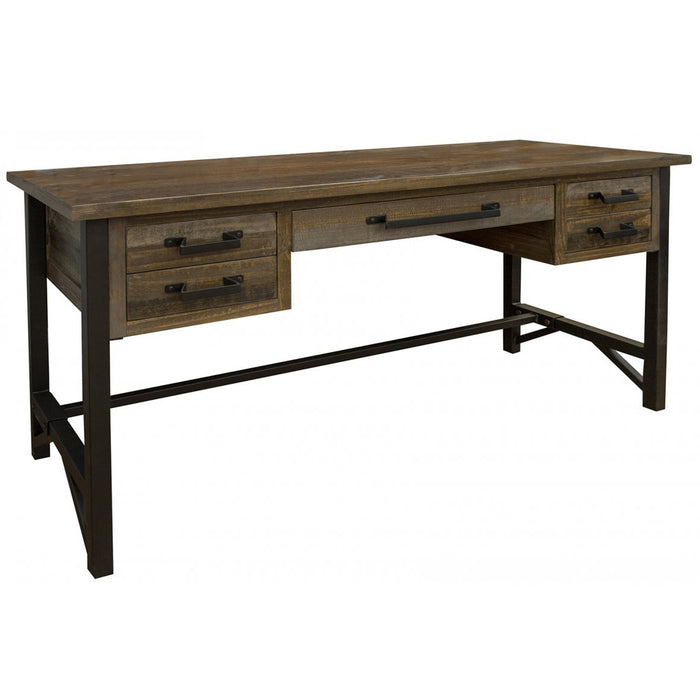 Greenview Loft 5 Drawer Desk - Antiqued Brown - Crafters and Weavers
