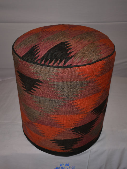 One of a Kind Kilim Rug Pouf Ottoman foot stool - #65 - Crafters and Weavers