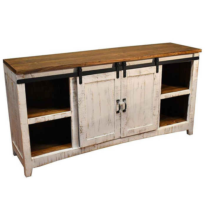 Greenview Sliding Door White Console - 68" - Crafters and Weavers
