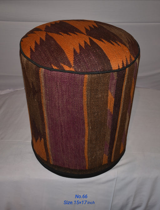 One of a Kind Kilim Rug Pouf Ottoman foot stool - #66 - Crafters and Weavers