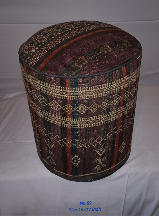 One of a Kind Kilim Rug Pouf Ottoman foot stool - #69 - Crafters and Weavers