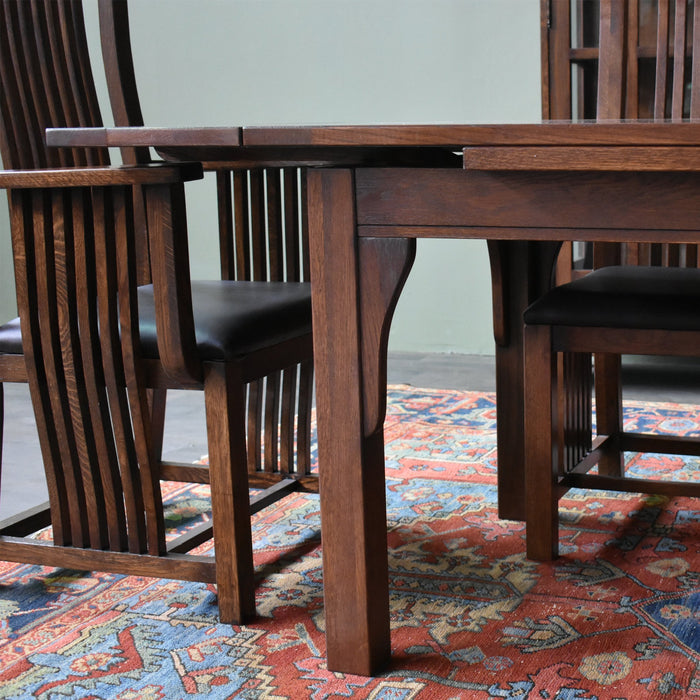 Mission Style Oak Stow Leaf Dining Table (2 Colors Available) - Walnut - Crafters and Weavers