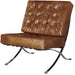 Francisco Modern Curule Style Chair and Ottoman Set - Brown Leather - Crafters and Weavers