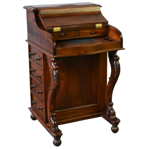 SOLD OUT Legacy Mahogany Wood Captain's Desk - Brown Walnut - Crafters and Weavers