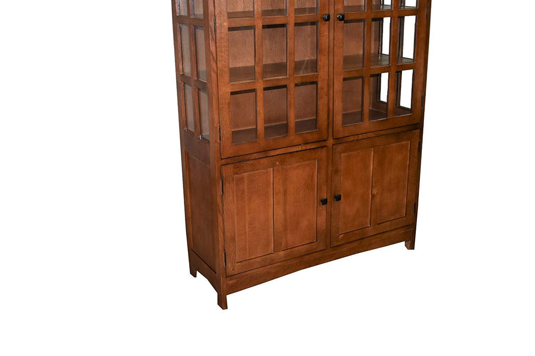 Mission Oak 4 Door Display China Cabinet - Golden Brown - 49"W - Crafters and Weavers