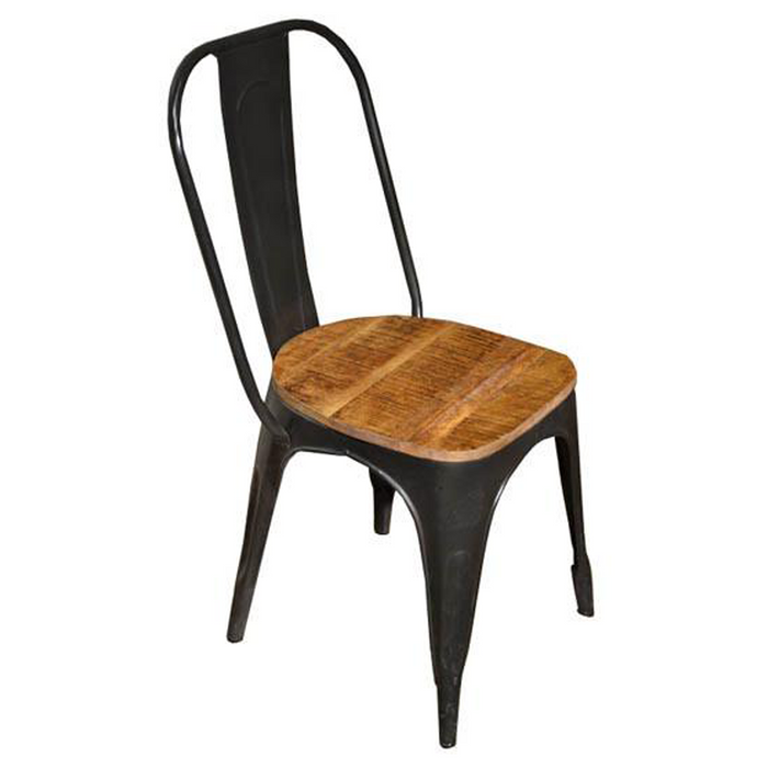 Ashland Wood Seat Forged Iron Chair - Crafters and Weavers