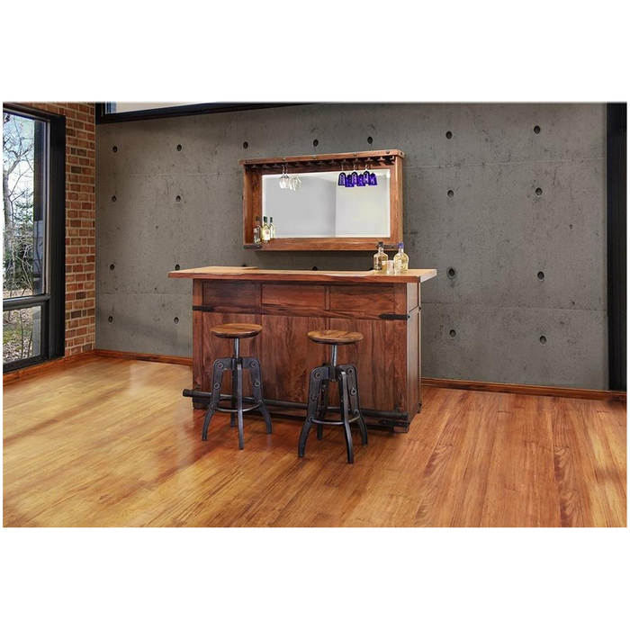 Granville Parota 76" Bar Table with Wine Rack - Crafters and Weavers