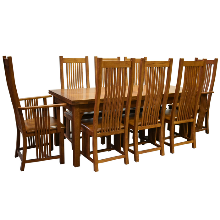 SOLD OUT Mission Stow Leaf Table & High Back Chair Dining Set - Light Oak - Crafters and Weavers