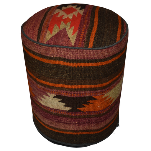 One of a Kind Kilim Rug Pouf Ottoman foot stool - #70 - Crafters and Weavers
