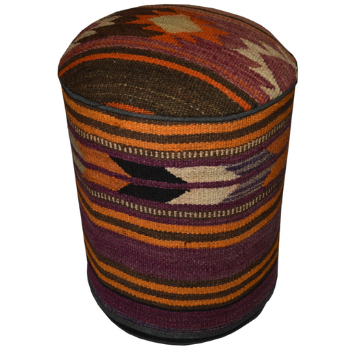One of a Kind Kilim Rug Pouf Ottoman foot stool - #71 - Crafters and Weavers
