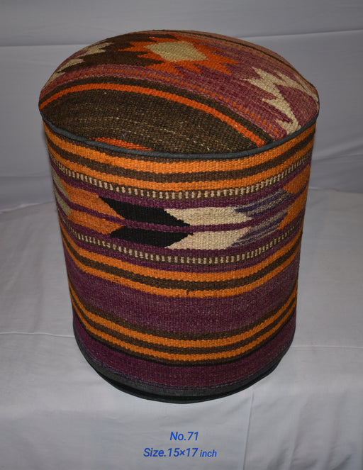 One of a Kind Kilim Rug Pouf Ottoman foot stool - #71 - Crafters and Weavers