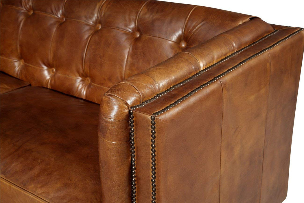Tuxedo Leather Love Seat - Crafters and Weavers