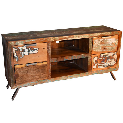 SOLD OUT Ventura 4 Drawer TV Stand - Reclaimed Solid Wood - Crafters and Weavers