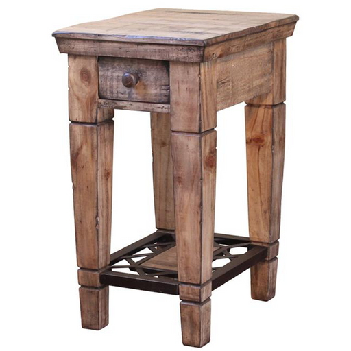 DISCONTINUED Greenview Bleached Side Table - Wrought Iron Base - Crafters and Weavers