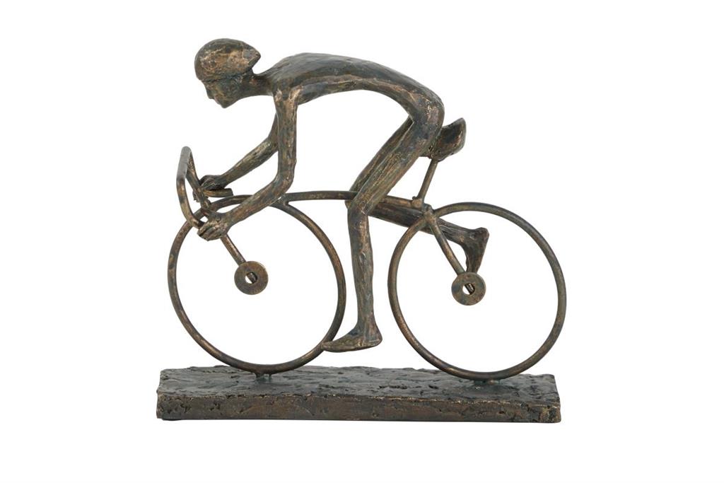 BRONZE CONTEMPORARY BICYCLE SCULPTURE, 9" X 3" X 8"