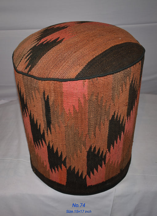 One of a Kind Kilim Rug Pouf Ottoman foot stool - #74 - Crafters and Weavers