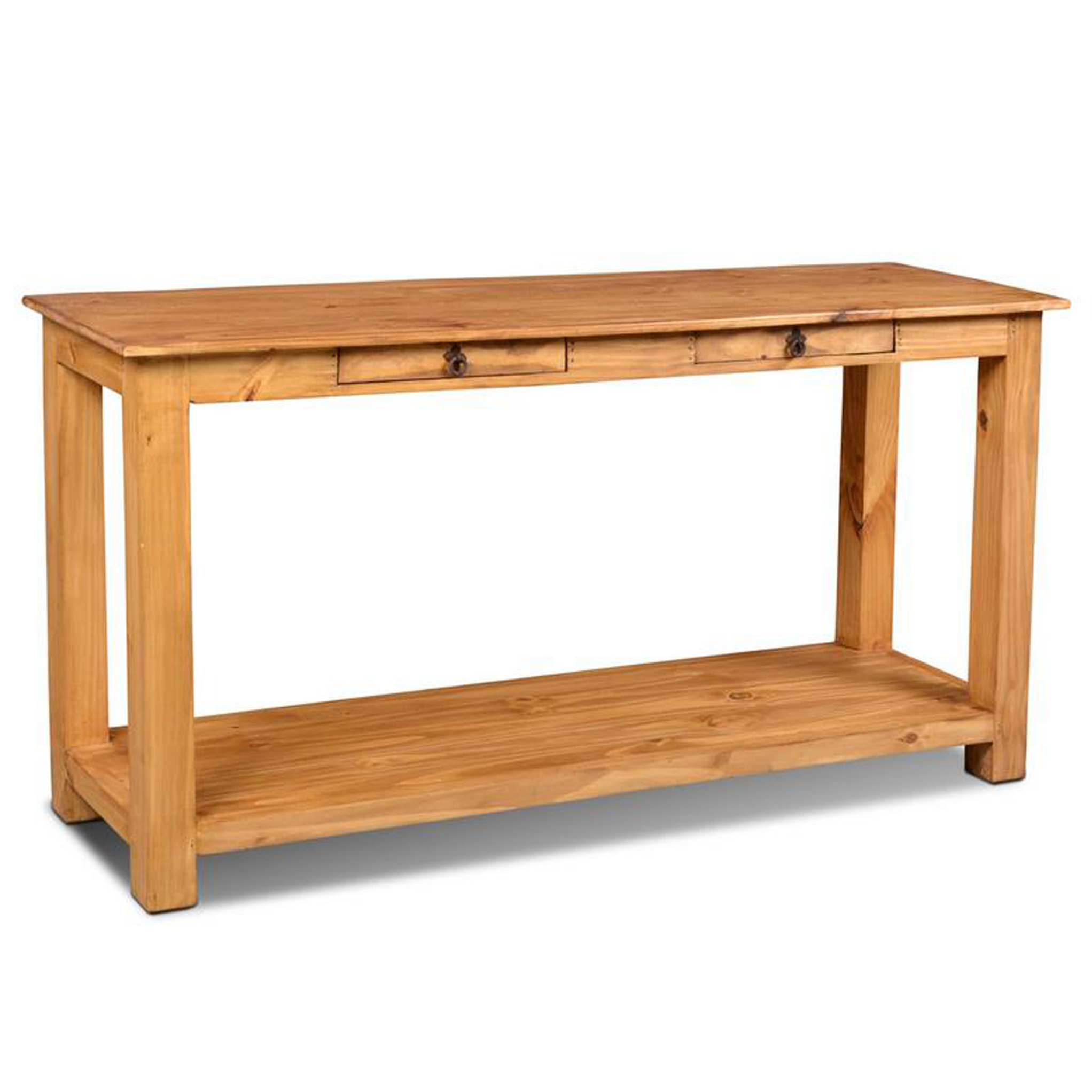 Natural Wax Finish Rustic Industrial Solid Wood Console Sofa Table ...
