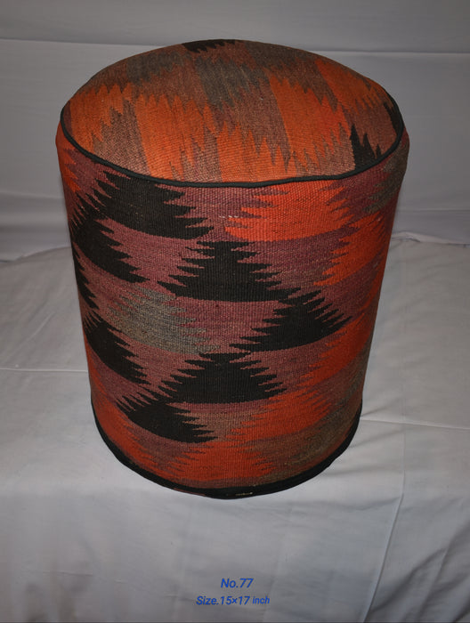 One of a Kind Kilim Rug Pouf Ottoman foot stool - #77 - Crafters and Weavers