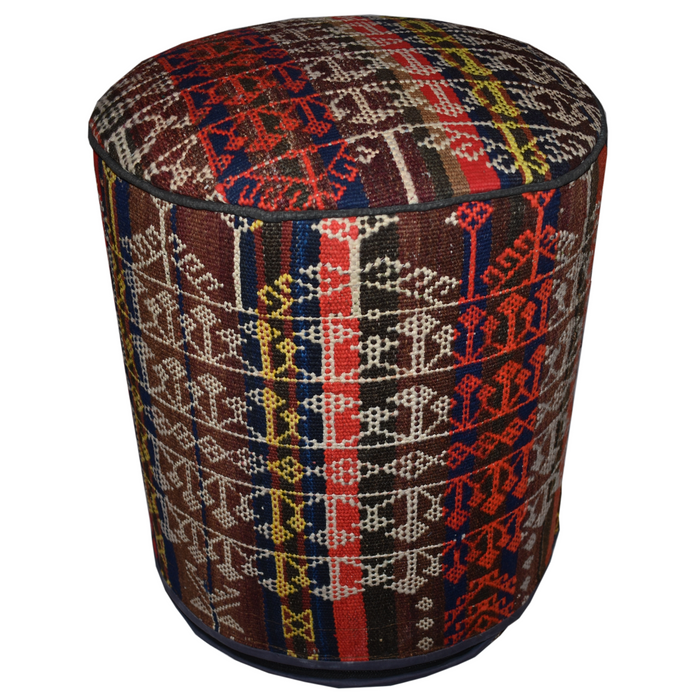 One of a Kind Kilim Rug Pouf Ottoman foot stool - #78 - Crafters and Weavers